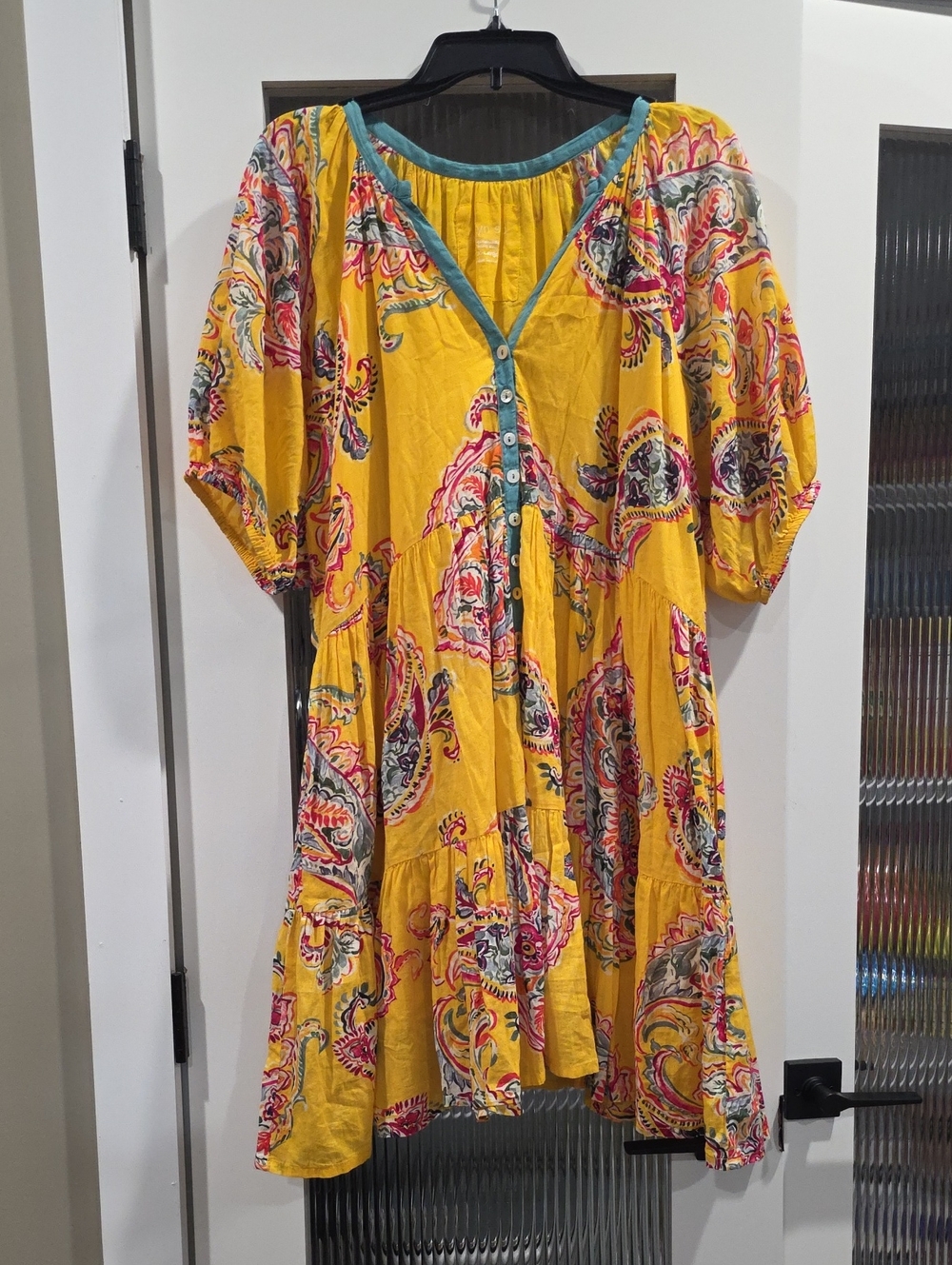 Karyn Seo Yellow Paisley Button-Front Women's Dress
